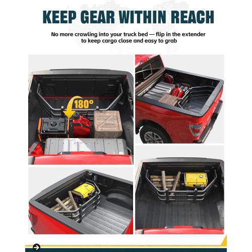 Truck Bed Extender for Nissan Frontier 2022 2023 2024 2025 2026, Tailgate Mount Cargo Extension, Fold-in/Fold-Out Pickup Storage