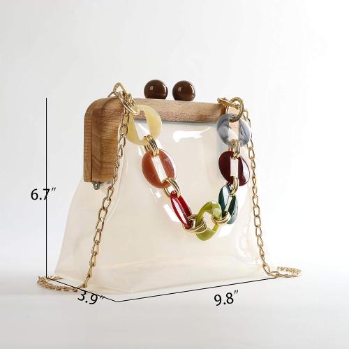 YIFEI YUSHINY Women Transparent PVC Plastic Handbag Crossbody Durable Evening Bag with Removable Acrylic Curb Shoulder Strap