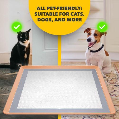 ‼️has mild stains‼️Skywin TidyFriend Travel Friendly Dog Pee Pad Holder Fits Up to 24” x 24” Wee Wee Pee Pads - Flexible Rollable Silicone Mat with Soft Edge - Quick Wipe & Potable Dog Pad Holder (Beige) | Stable Grip, Raised Edges, Quick-Wipe Silicone Surface Dog Potty Tray Holder for Indoor Flooring Protection