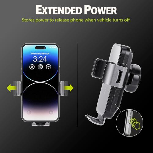 Bracketron PwrUp Auto 15W Qi Fast Wireless Charging Car Mount Dashboard Windshield Air Vent Cell Phone Charger Cellphone Holder Desk Night Stand