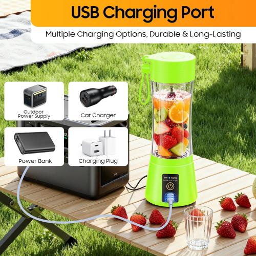 Cordless Portable Personal Size Blender - Mini Blender Make Smoothies and Shakes, 380Ml BPA Free Travel Cup, Powerful Blending Suit in Office/Home/Gym