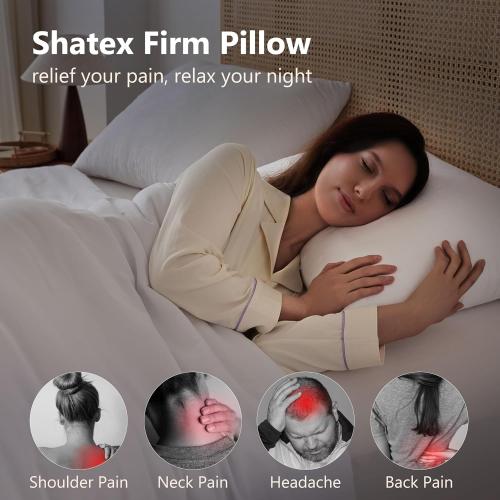 Shatex Extra Firm Pillow Standard Size 26 x 20 inch, Bed Pillow with Adjustable Insert Provides Stronger Support - for Back, Stomach & Side Sleepers,Super Firm
