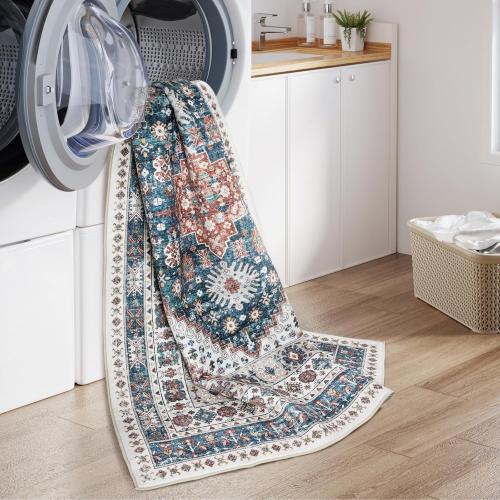 Size  9x12 Color Grey  Area Rugs,Stain Resistant Washable Rug,Ultra-Thin Rugs for Living Room,Bedroom,Non-Slip Backing Home Decor Large Area Rug (Navy Blue/Red,9'x12')