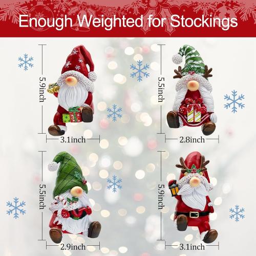 4 Pack Christmas Stocking Holders for Mantle, Gnome Stocking Hangers for Mantel, Christmas Stockings Hooks