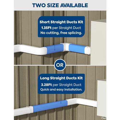 4 16Ft Mini Split Line Set Cover with Flexible Duct, Long Duct Cover Kits - Paintable Minisplit Lineset Cover Kit, AC Line Hide for Mini-Split, Air Conditioner, Central AC, HVAC, White