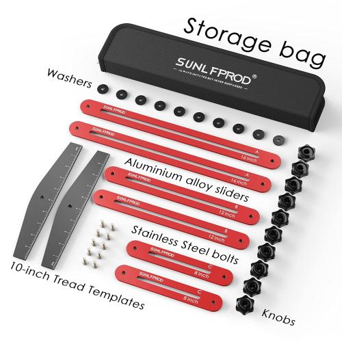 Stair Tread Template Tool - Solid Stair Tread Gauge, Stair Tools for Stair Measuring Tool Stair Gauge Jig Stair Template Stair Step Tool Shelf Template Projects (Red-Gray)