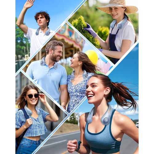 Portable Neck Fan - Rechargeable Personal Fan with Neck Support, 5000mAh, 5-Speed Quiet, Lightweight Long Lasting Bladeless Fan, Wearable Cooling Fan for Hot Flashes, Travel, Gifts for Men Women