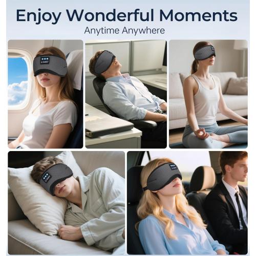 LC-dolida Bluetooth Sleep Mask with White Noise，Sleep Headphones,Bluetooth Wireless Music Eye Mask, Ideal for Travel, Night Work, Napping, Side Sleeping and Office Use for Both Men and Women(Grey)