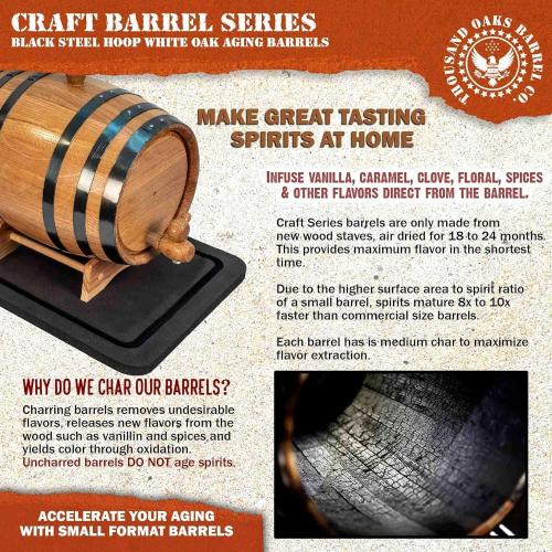 1 Liter Oak Aging Barrel with Wood Stand, Bung & Spigot - Mini Whiskey Barrels for The Home Alcohol Distiller, Moonshiner & Winemaker - Age Cocktails, Bourbon, Whisky, Tequila, Rum, Mead Wine (1L)