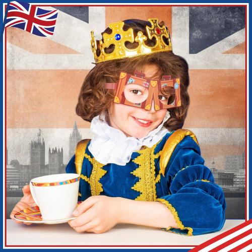 Capoda 32 Pcs British Party Decorations Favors British National Day Paper Glasses Photo Booth Props UK England Selfie Prop for London National Day Party Decorations Supplies