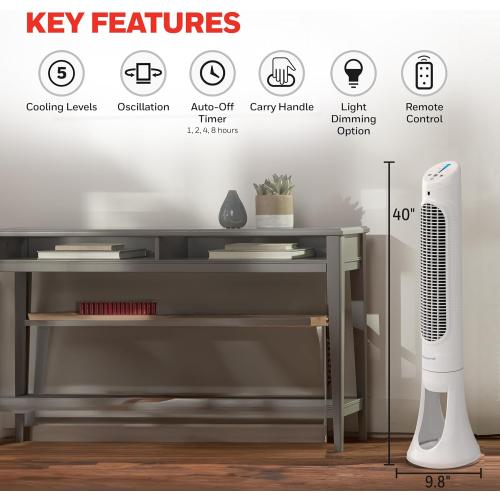Honeywell QuietSet Whole Room Oscillating Tower Fan with Remote, White, HYF260
