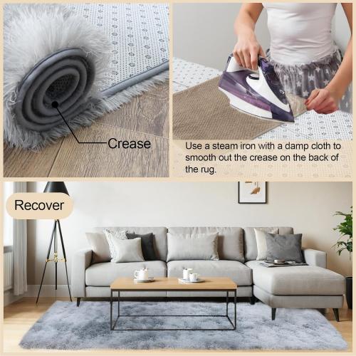 6x9 Rugs for Living Room, Large Fluffy Area Rugs for Bedroom, Soft Carpet Shag Kids Room Rug, Non-Slip Fuzzy Rugs Indoor (Grey Tie-Dyed, 6ft x 9ft)