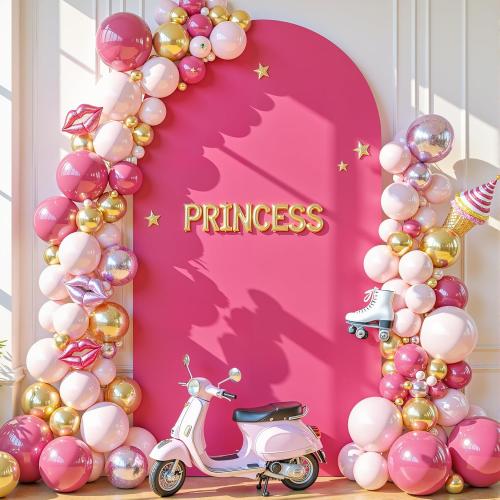 Hot Pink Arch Cover, 6FT Spandex Fitted Wedding Arch Stand Covers Round Top Chiara Backdrop Cover for Birthday Party Ceremony Banquet Decoration