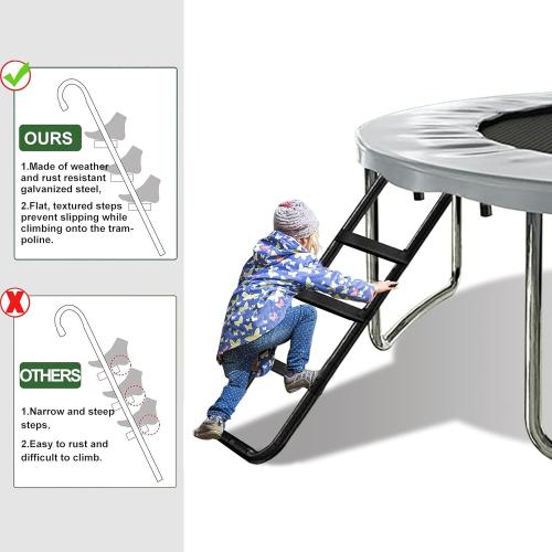 Eurmax USA Universal Easy-to-Assemble 3 Steps Trampoline Ladder with Horizontal and Wide Steps, UV Treated Steel, 220 lbs Capacity Trampoline Accessories for Children Kids