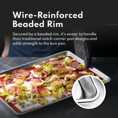 New Star Foodservice Commercial 18-Gauge Aluminum Sheet Pan and Silicone Baking Mat Set, 18 x 26 inch (Full Size)