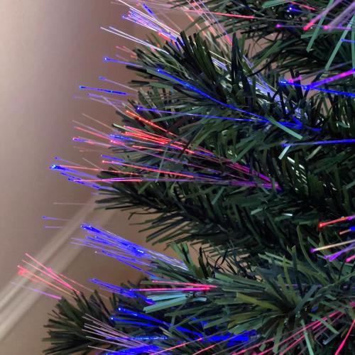 Flexible Flyer Small Fiber-Optic Christmas Tree. Pre-Lit LED Multi-Color Changing Xmas Decoration, 4 Ft