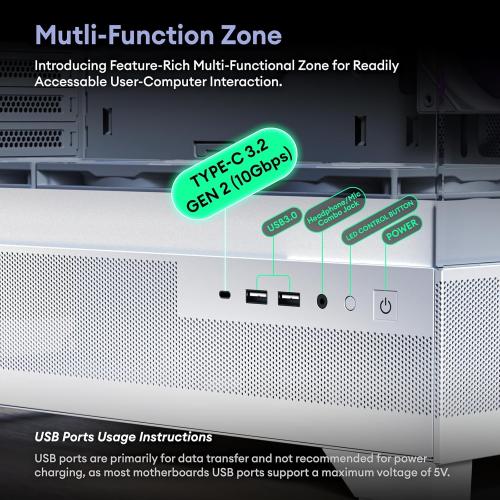 Okinos Aqua 7, Pre-Installed 6 × 120mm PWM ARGB Fan, ATX Mid Tower PC Case, Computer case with Panoramic View Tempered Glass Front & Side Panel, Type C Port, Gaming PC Case, Black
