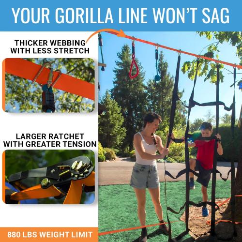 Hyponix Ninja Warrior Obstacle Course for Kids, 2 x 60ft, 13 Obstacles