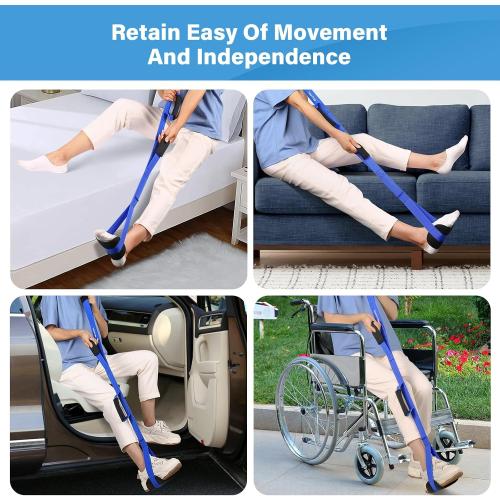 39 Inch Long Leg Lifter Strap with Padded Handgrips and Foot Loop,Rigid Leg Lifter Hip&Knee Replacement Surgery Recovery Kit,Mobility Aids Tool Foot Lifter Easily Get in and Out of Bed,Car,Wheelchair