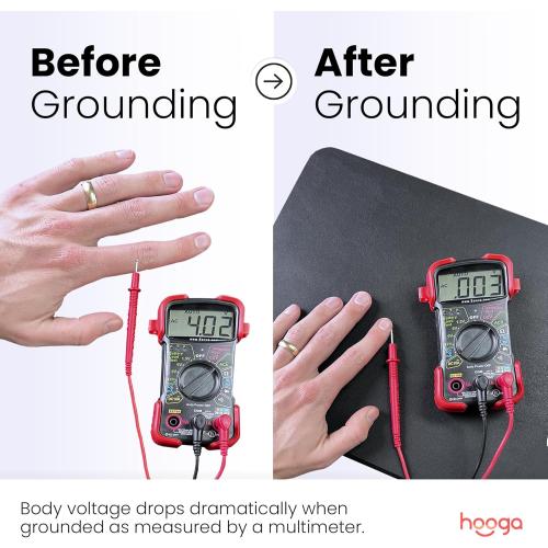 Hooga Grounding Mat for Sleep, Energy, Pain Relief, Inflammation, Balance, Wellness. Earth Connected Indoor Grounding for Home, Office, Work. 15 Foot Cord Included. Conductive Carbon