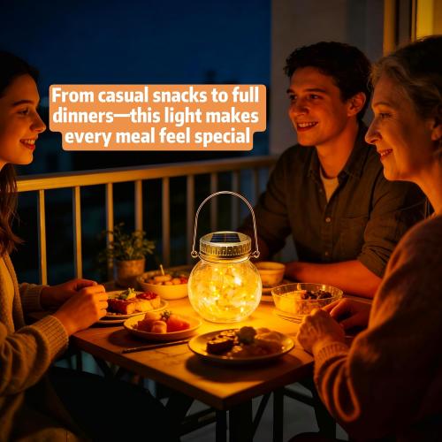 Cooo 2 Pack Crackle Glass Solar Lantern with 30 LED Firefly Lights– Waterproof Outdoor Hanging Lamp 215% Larger Solar Panel, Anti-Rust Lids Decorative Lighting for Garden Patio Table
