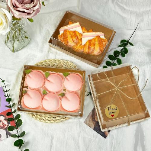 100 Pack 7x5 Inches Charcuterie Boxes with Clear Lids, Paper Bakery Boxes with Window Take Out Containers for Salads, Strawberries, Cookies and Treats (Brown)