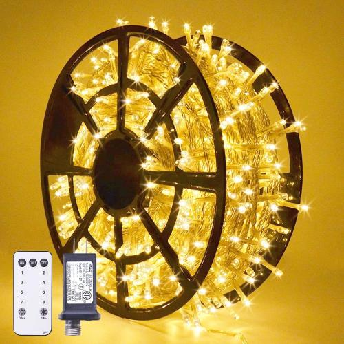 168Ft JMEXSUSS 600 LED Christmas Lights Outdoor Waterproof 8 Modes Indoor String Lights for Outside Warm White Christmas Tree Lights Plug in for Bedroom Wedding Party Holiday Classroom Decorations