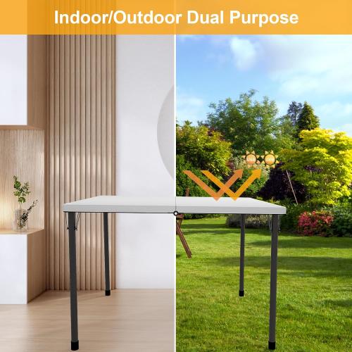 Kasunpul 34 Folding Table, Portable Square Folding Card Table with Collapsible Legs & Carrying Handle, Plastic Tables for Camping,Picnic, Office, Party, White