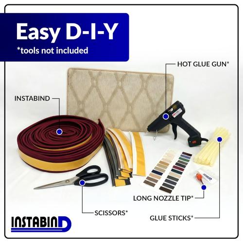 Instabind 54 ft Roll Premium Carpet Edge Binding – Regular Style Carpet Edge Trim for Do-It-Yourself Rug Edging- with Durable Hold & Easy Finishing for Rug Edges - USA Made Flooring Products, Grey
