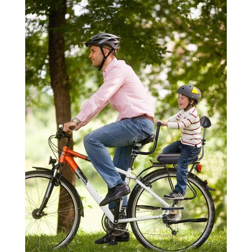 Zacro Kids Bike Seat Set 2.0, Comfort Bike Seat with Adjustable Backrest, Wide Child Bicycle Rear Seat Cushion Back Safety Armrest Handrail Feet Pedals, Children Bicycle Back Seat for Over 5 Years Old