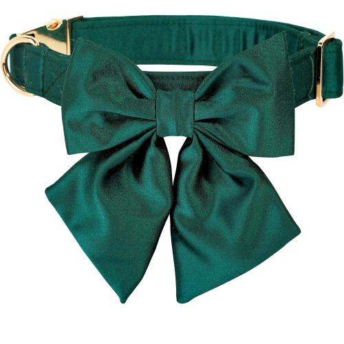 COLOR WHITE ❗❗Lionet Paws Bowtie Dog Collar - Comfortable Silk Dog Collar with Detachable Bow Tie for Puppy and Cat, Neck 8-12 Inches
