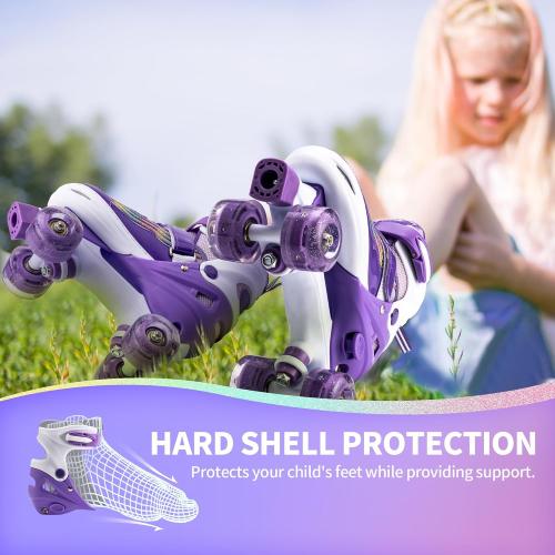 size 4 SULIFEEL Letter Adjustable 4 Size Kids Roller Skates for Girls and Boys, Beginner Skates All 8 Light up Wheels Sports for Indoor Outdoor