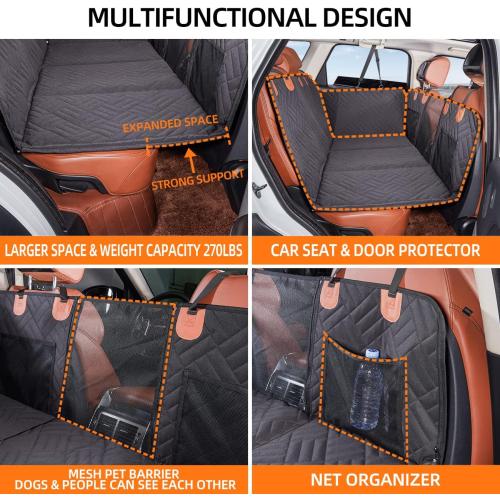 Black 52x52 YJGF Back Seat Extender,Dog Seat Cover for Back Seat,Hard Bottom Car Seat Cover for Dogs,Dog Hammock for Car,Back Seat Pet Cover for Dogs(Black)