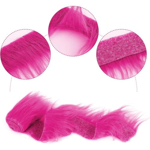 Faux Fur Fabric Precut Fur Strips 2x60inch Hot Pink Fur Fluffy Fuzzy Craft Furs for Gnomes Beard Santa Claus Hair Dwarf Cosplay Costume DIY Craft Christmas Decoration