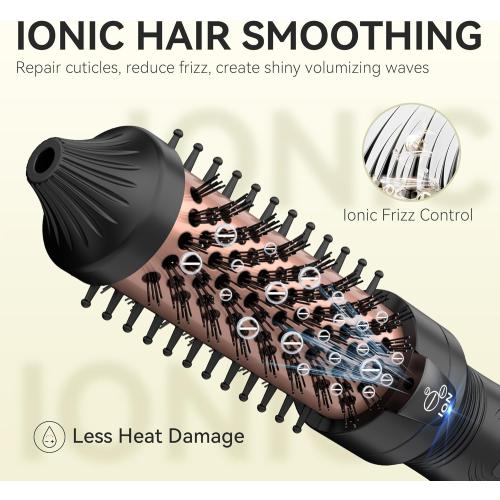 Thermal Brush, MINI & Tiny 1 Inch Ionic Heated Round Brush for Smooth Style, Tourmaline Ceramic Cepillo para Pelo for Short to Medium Hair, Adjustable Temperature, Dual Voltage, Compact-Size