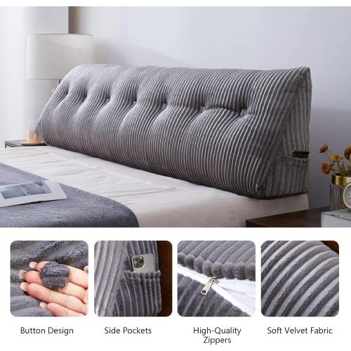 COLOR grey Large Headboard Pillow