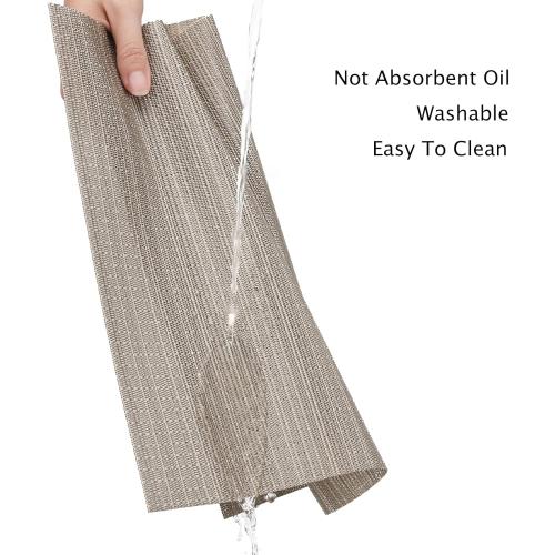 Myir JUN Placemats Set of 6, Vinyl Woven Placemats Place Mats Indoor Washable Table Mats Non-Slip Place mats for Dining Table (Golden Silver, Set of 6)