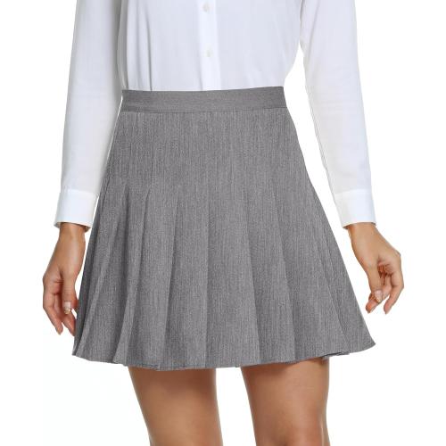 Size L...Plain high-waisted pleated skirt, casual style