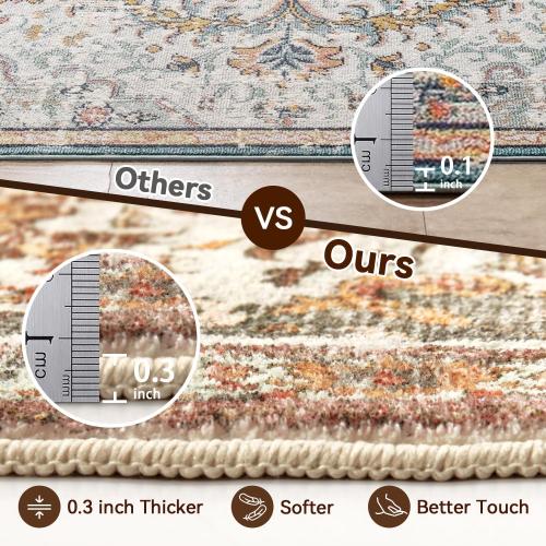 Size 2'x5' Color Khaki Boho Washable Kitchen Rug, Non-Slip Soft Low Pile Rugs Indoor for Entrance Bedroom Bathroom Living Room,Vintage Throw Hallway Carpet Stain Resistance (Khaki, 2x5ft)