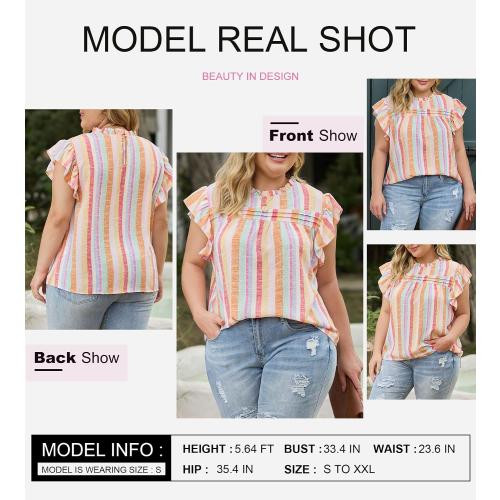SHEWIN Womens Summer Crewneck Tank Tops | Casual, Ruffle, Sleeveless, Color Block, Summer Clothes