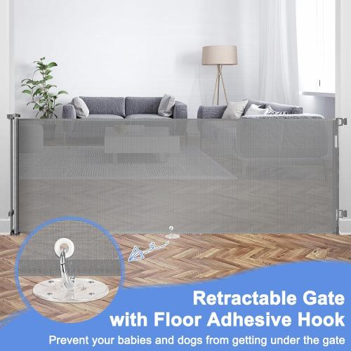 42 Inch Extra Tall Pet Gate for Stairs Prevent Kid/Pet from Jumping Over 115 Extra Long Baby Gates for Large Openings Wide Baby Gate for Doorway Retractable Tall Child Gates for Wide Openings, Gray