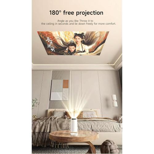 Mini Projector, 4K Decoding, 1080P Resolution, Compatible with Smartphones, Laptops, Tablets and Home Theater Devices, Equipped with Bluetooth 5.0 and Wi-Fi 6, Runs on Android 11.0 System