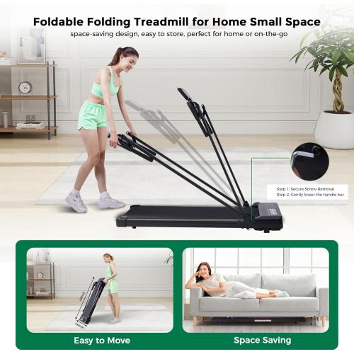 Compact Walking Pad with Handle Bar, Electric Treadmill with Handles and 3.5HP Powerful Motor, Portable Small Walking Pads Treadmill for Home Small Spaces,400LBS Weight Capacity