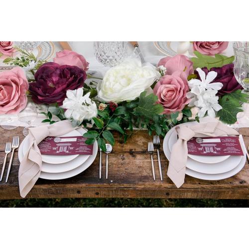 Color White Burgundy and Pink  2Pack Artificial Peony Flower Garland - Silk Peony Garland with Pink White Flowers for Wedding Party Table Decoration,6ft/Strand(White&Burgundy&Pink)