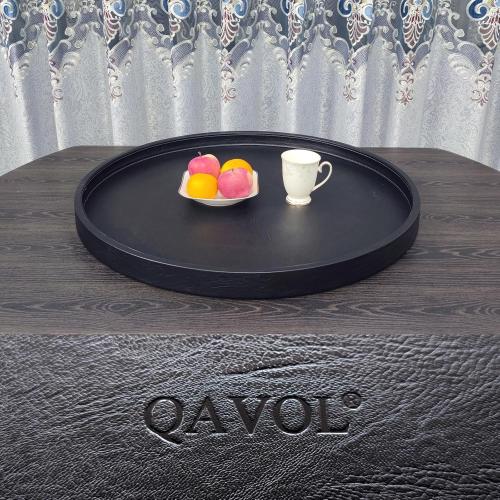 25x25 High-End Light Luxury Leather Round Oversized Tray - Ottoman Coffee Food Serving for Family Dinner, Outdoor Picnic & Party Essentials | Versatile Home Decor Tray(25 inch Black)