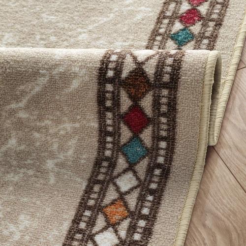 Antep Rugs Alfombras Modern Bordered 2x7 Non-Skid (Non-Slip) Low Profile Pile Rubber Backing Indoor Area Runner Rugs (Beige, 2' x 7')