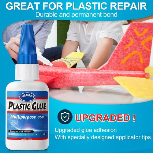 Super Glue for Plastic 30g, Strong Plastic Glue Heavy Duty | Waterproof Adhesive Reapir for Acrylic, PLA, Toys, Car, Acrylic, ABS, PVC, Tube, DIY Kits, Vinyl, Nylon
