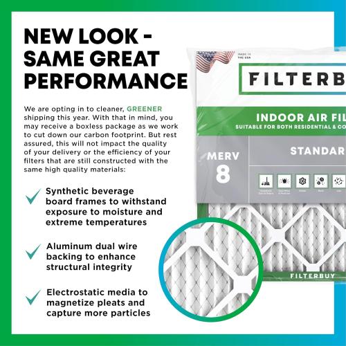 Filterbuy 18x20x1 Air Filter MERV 8 Essential Dust & Allergy Defense (4-Pack), Electrostatic Pleated HVAC AC Furnace Filters Replacement (Actual Size: 17.50 x 19.50 x 0.75)