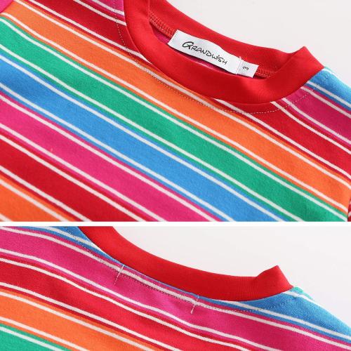 Size 5-6 years Boys Girls Striped T-Shirt, Long Sleeve Short Sleeve Crewneck Tee T-Shirt