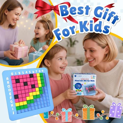 STEM Toys Pixel Art Kit for Kids - Arts and Crafts Gift for Boys & Girls 5